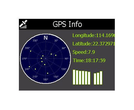 GPS Audioguide for tour trains and buses – Screen indicating GPS satellites received by audioguide device